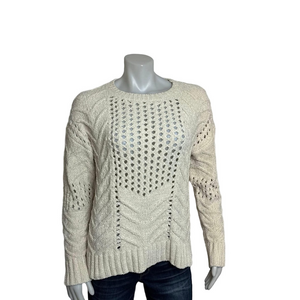 NWT - FATE - Open Knit Chenille Sweater in Ivory Cream. Super soft! Small